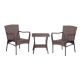 Zeus & Ruta Multi-Brown 3-Piece PE Rattan Wicker Patio Conversation Set with Side Table for Backyard, Porch and Balcony HG-937