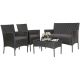 Costway 4-Piece Wicker Patio Conversation Set with Sofa Coffee Table and Grey Cushions HCST00951