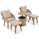 Sudzendf 5-Piece Wicker Patio Conversation Set with Brown Cushions, Pop-Up Cool Bar Table and Ottomans, Outdoor Bistro Sets 3108W5AAZ
