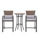 Unbranded 3-Piece Metal Patio Bar Sets Outdoor Dining Set Pub Table with Bar Stools and Gray Cushions ZLL-CECR-SR08GY