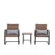 Unbranded Black and Brown 3-Piece Metal Outdoor Patio Conversation Set Group Group Y322-0401