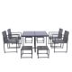 Unbranded 9-Piece Grey Rattan Wicker Outdoor Dining Set with Glass Table Top, Dark Grey Cushions JKE-9S00041B