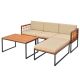 Costway 5-Piece Wood Patio Conversation Set with Back Cushions HCST00985