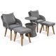 Unbranded Gray 5-Piece Sling Patio Conversation Set Outdoor Chairs Set with Cool Bar Table and Gray Cushions FF-WF324995AAG