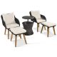 Sudzendf Black 5-Piece Wicker Patio Conversation Set, Bistro Sets with Beige Cushions and Wicker Cool Bar Table KIKIO203795