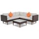 Sudzendf 4-pieces Outdoor Wicker Sofa Set, Patio Furniture L-shape sofa set, with Beige Cushions ZTPO12-463