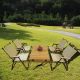 Otryad 5-Piece Wood Outdoor Dining Set with 4 Folding Chairs and Roll-Up Tabletop, Natural QS-YJ140