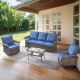 Gymojoy StLouis Brown 4-Piece Wicker Patio Conversation Set with Blue Cushions GM-SLBR132050-1