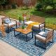 PHI VILLA Black 4-Piece Outdoor Wicker Patio Conversation Set with Beige Cushions THD-PV462