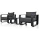 Runesay GO 3-pieces Black Aluminum Patio Conversation Set With Gray Cushion And Coffee Table, All Weather Use a99ek-f