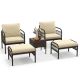 Costway 5-Piece Patio Conversation Set Outdoor Wicker Chair Set with Ottomans and Coffee Table GHM0670