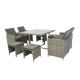 Unbranded 9-Piece Wicker Square Glass Table Outdoor Dining Set with Gray Cushion 100200040