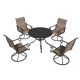 Clihome Outdoor 5 Piece Steel Patio Swivel Chair Dining Set(1 Round Table,4 Chairs) CL-5SL4Z1RTBR