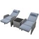 Sudzendf 3-Piece Wicker Patio Conversation Set with Gray Cushions, 2 Chair and Coffee Table KIKIO203899