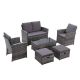 JUSKYS 6-Piece Patio Dark-Gray Resin Wicker Conversation Set w/Coffee Table,Ottoman and Dark-Gray Cushions for Patio,Yard,Pool LLZG-GYBL2930