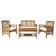 Karl home 4-Piece Outdoor Patio Solid Wood Conversation Set with Coffee Table, Loveseat, Two Chairs 726034163657