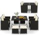 Costway 9-Piece Metal Wood Rectangle 30 in. Outdoor Dining Set with Cushions White HCST01175