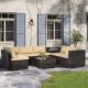 Unbranded Brown 8-Piece Wicker Outdoor Patio Conversation Set Sectional Sofa Set with Brown Cushions for Deck Lawn C402-15