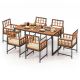 Costway 7-Piece Metal Glass Rectangle 34 in. Outdoor Dining Set with Cushions Beige HCST01092