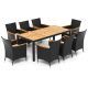 Costway 9-Piece Wood Rectangle 29.5 in Outdoor Dining Set with Cushions Beige HCST01049