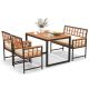 Costway 4-Piece Acacia Wood Rectangle 29.5 in Outdoor Dining Set with Cushions Beige HCST01044