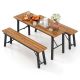 Costway 3-Piece Wood Rectangle 27.5 in Outdoor Dining Set HCST01349