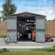 Unbranded 9 ft. W x 7 ft. D Outdoor Metal Utility Tool Storage Shed with Lockable Doors, Vents for Backyard Lawn Brown 63 sq. ft. JX-W1859S00039