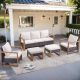 Gymojoy Allcot Brown 5-Piece Wicker Patio Conversation Set with Beige Cushions GM-126128130-2