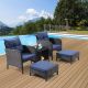 Unbranded 5-Piece Wicker Outdoor Patio Conversation Furniture Set All Weather with Blue Cushions for Poolside Garden Balcony Deck WI0C002