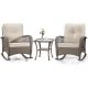Zeus & Ruta 3-Piece Wicker Outdoor Rocking Chairs Patio Conversation Set with Beige Cushions for Porch Deck Garden Backyard luck-213