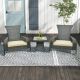 ANGELES HOME 3-Piece Wicker Adirondack Patio Conversation Set with Comfy Seat Beige Cushions 71HW8CK539BN