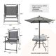 Unbranded 4 Seater Steel Outdoor Patio Dining Table Set, Metal Patio Furniture Table and Chair Set with Umbrella, Black PJ-W2089135482
