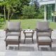 Gymojoy Stlouise Brown 5-Piece Wicker Patio Conversation Set with Gray Cushions GM-SLBR204060-3