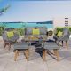 AUTMOON 6-Piece Rope Boho Patio Furniture Set Outdoor Conversation Set with Acacia Wood Cool Bar Table with Ice Bucket (Gray) SK000005AAE
