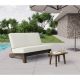 Uixe 2-Piece Acacia Wood Brown Outdoor Club One Loveseat Chair with Removable White Cushions and Coffee Table 1801-2103
