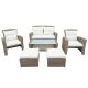 Unbranded 4-Pieces Wicker Patio Conversation Set with Beige Cushions Ottomans and Table for Garden Backyard TG-79