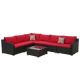 Unbranded 7 Pieces Wicker Rattan Patio Conversation Outdoor Furniture Set with Red Color Cushions With Glass Table for Garden LH-04