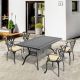 Willit Lily Black 5-Piece Cast Aluminum Outdoor Dining Set with Rectangle Table and Dining Chairs with Random Color Cushion SL-6047CZ4&1165