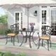 Willit Lily Black 3-Piece Cast Aluminum Outdoor Dining Set with Square Table and Dining Chairs with Random Color Cushion SL-6047CZ2&1125