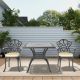 Willit Lily Black 3-Piece Cast Aluminum Outdoor Dining Set with Square Table and Dining Chairs with Random Color Cushion SL-6047CZ2&1173