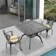 Willit Lily Black 3-Piece Cast Aluminum Outdoor Dining Set with Square Table and Dining Chairs with Random Color Cushion SL-6047CZ2&1177