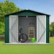 Unbranded 8.25 ft. W x 5.91 ft. D Metal Garden Sheds Outdoor Storage Sheds for Bike Backyard Garden Patio Green + White 48 sq. ft. XZ-W1350S00009