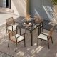 LAUSAINT HOME Brown 5-Piece Wicker Square Outdoor Dining Set with Beige Cushions FSS004-001-S