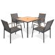 LAUSAINT HOME 5-Piece Sling Square Slatted Outdoor Dining Set with Black Sling FZS003-002-S