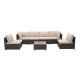 Sudzendf Brown 7-Piece Wicker Patio Conversation Set with Beige Cushions and Coffee Table 33852022ZB