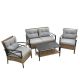 Sudzendf 4-Piece Metal Outdoor Patio Conversation Set with Gray Cushions and Coffee Table 3397W0032