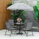 Unbranded Gray 6 -Piece Metal Patio Outdoor Dining Set for 4 with Umbrella DS-10