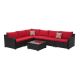 Sudzendf 7-Piece Wicker Patio Furniture Set, Outdoor Sectional Sofa Set All Weather Patio Furniture Set with Red Cushions 2024-5-7-1