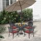 Willit Isabella Black 5-Piece Cast Aluminum Outdoor Dining Set with Round Table and Dining Chairs and Random Color Seat Cushion SL-6008CZ4&1110