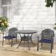 Willit Isabella Black 3-Piece Cast Aluminum Outdoor Dining Set with Round Table and Dining Chairs and Random Color Seat Cushion SL-6012CZ2&1149